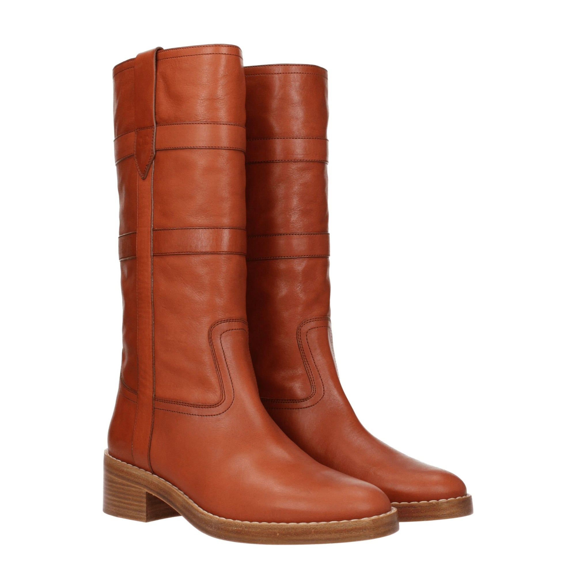 Celine Cognac Brown Leather Knee-High Boots