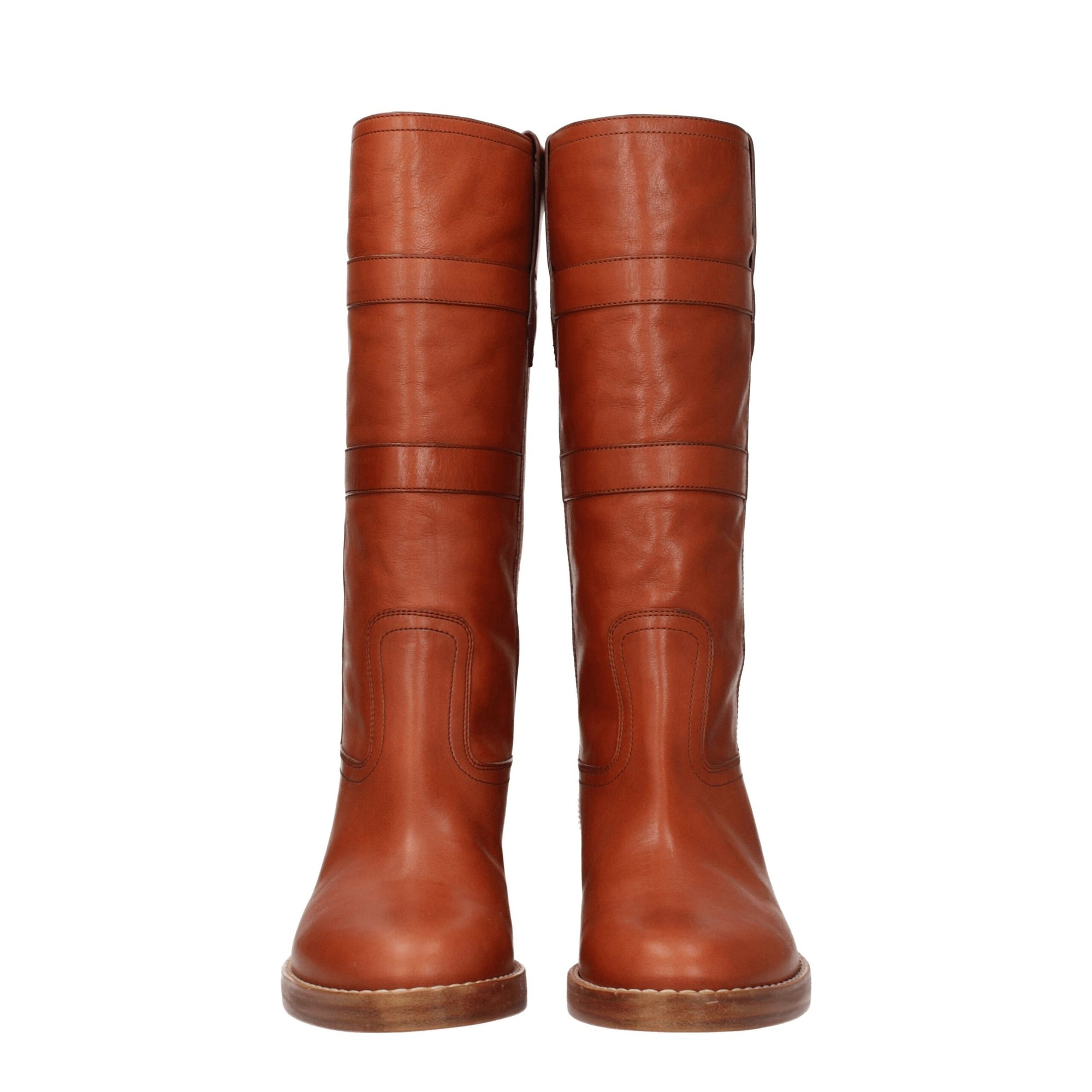 Celine Cognac Brown Leather Knee-High Boots