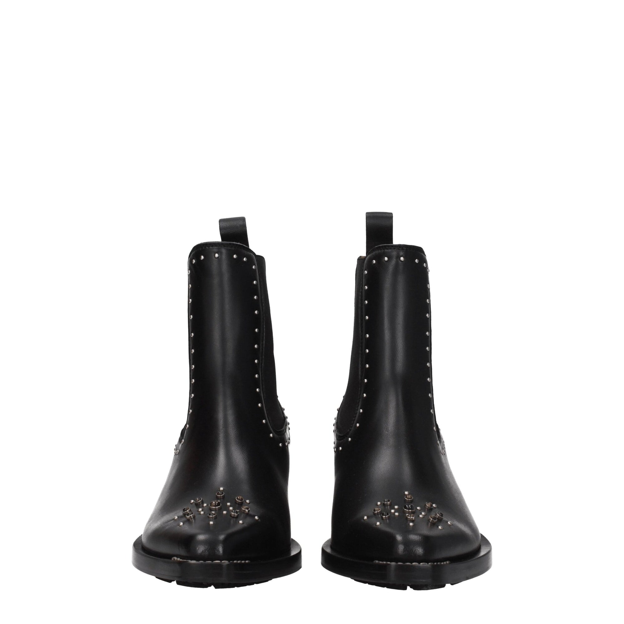 Chloé Black Leather Studded Heeled Chelsea Ankle Boots