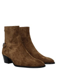 Celine Brown Leather Men Heeled Ankle Boots