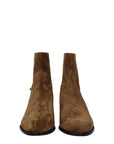 Celine Brown Leather Men Heeled Ankle Boots