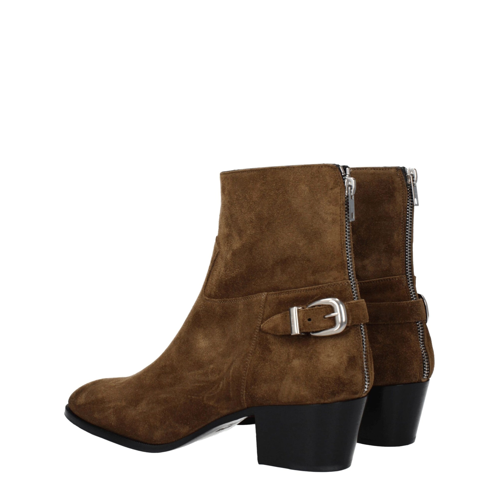 Celine Brown Leather Men Heeled Ankle Boots
