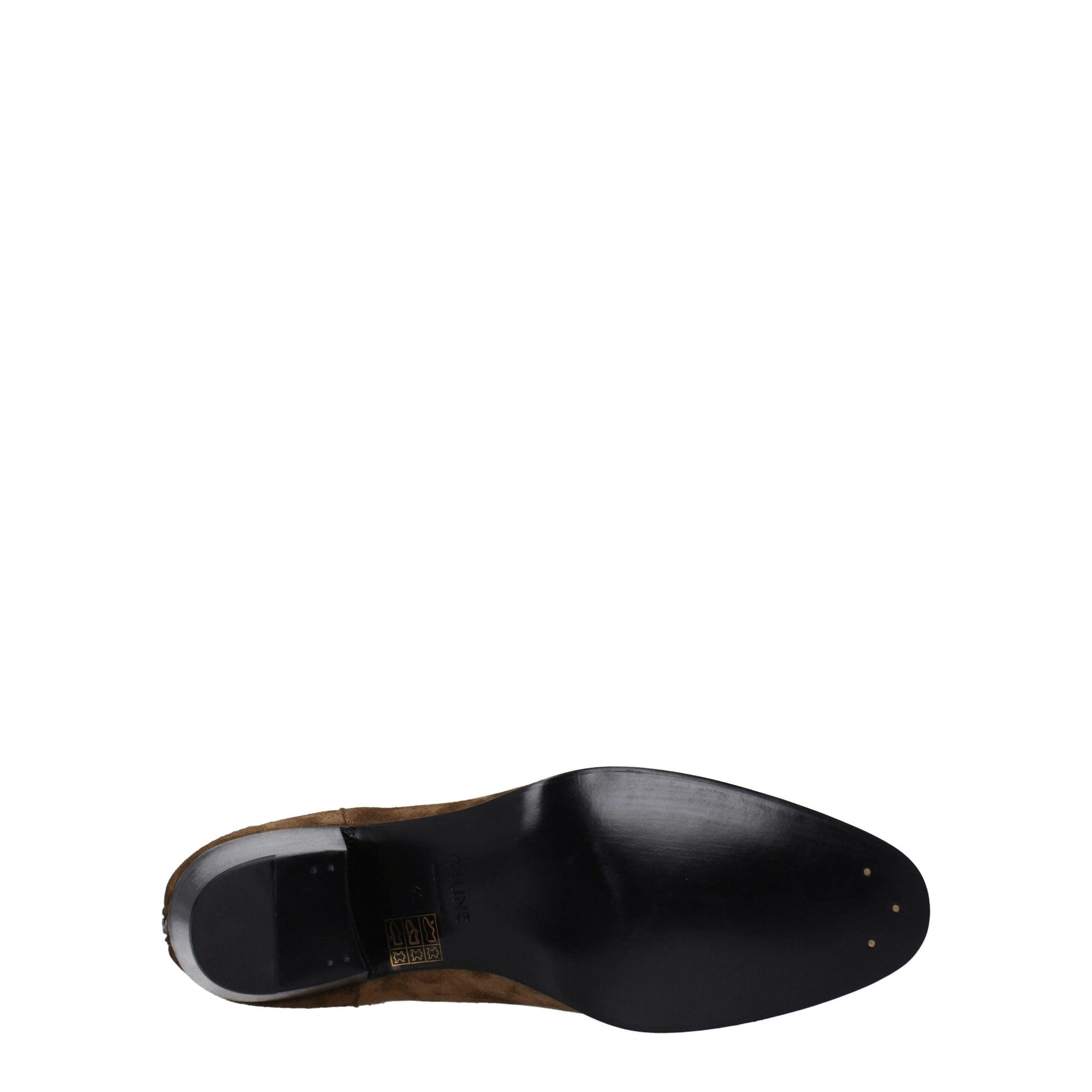 Celine Brown Leather Men Heeled Ankle Boots