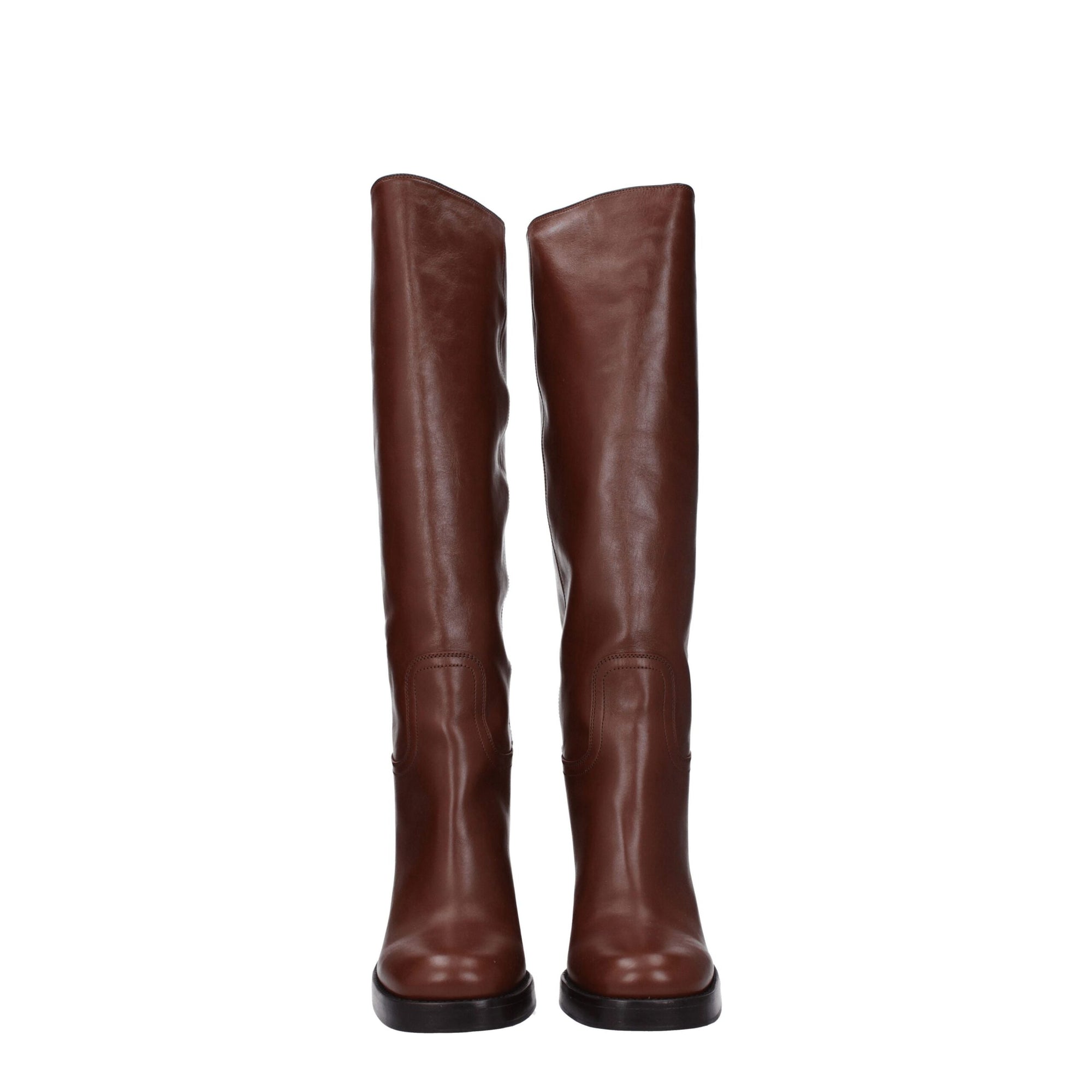 Prada Cognac Brown High Heel Leather Boots