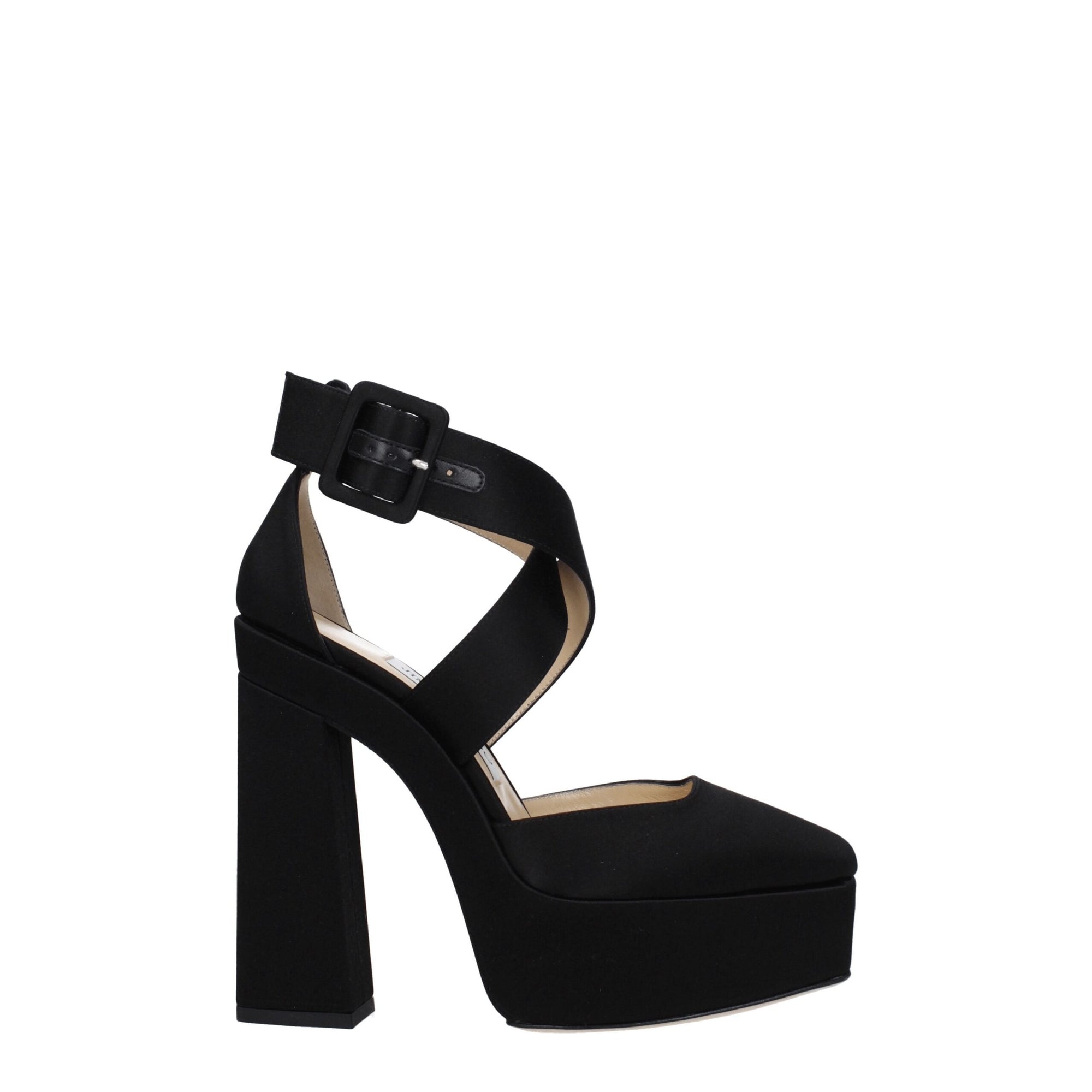 Jimmy Choo Black Leather Platform Heeled Sandals