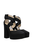 Jimmy Choo Black Leather Platform Heeled Sandals