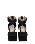 Jimmy Choo Black Leather Platform Heeled Sandals