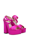 Jimmy Choo Pink Satin Platform Heeled Sandals