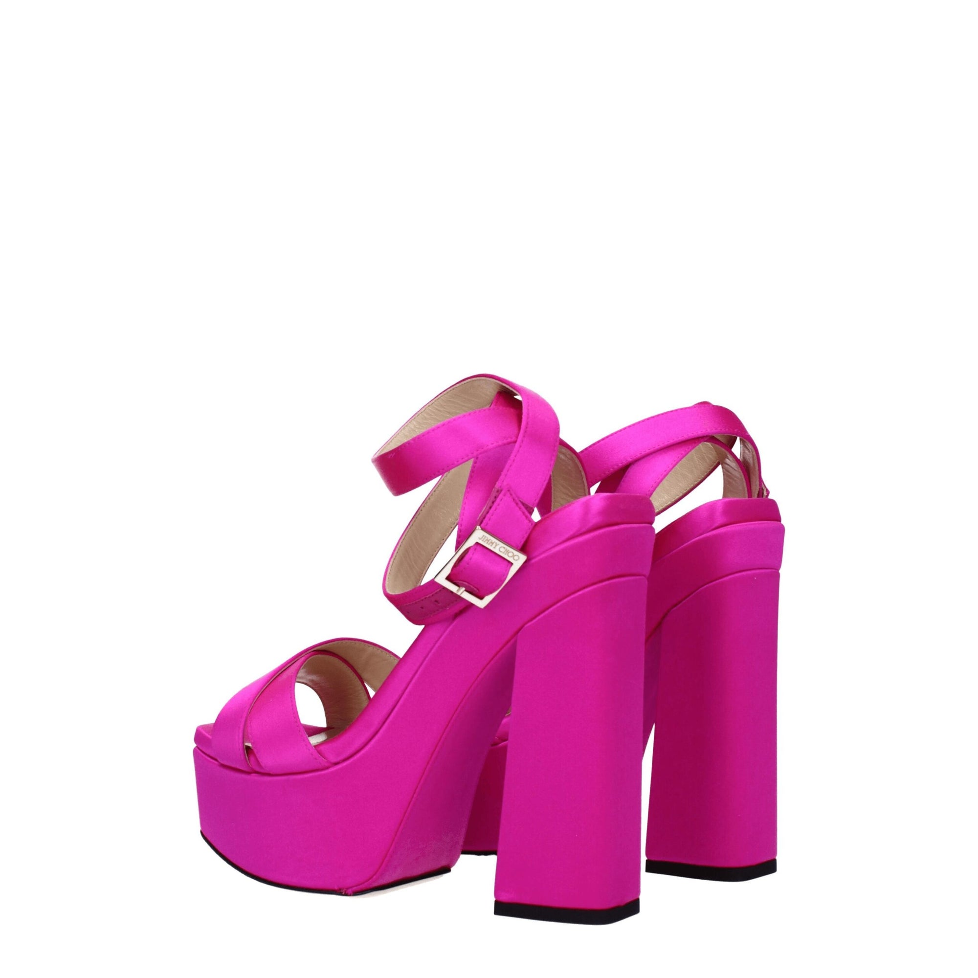 Jimmy Choo Pink Satin Platform Heeled Sandals