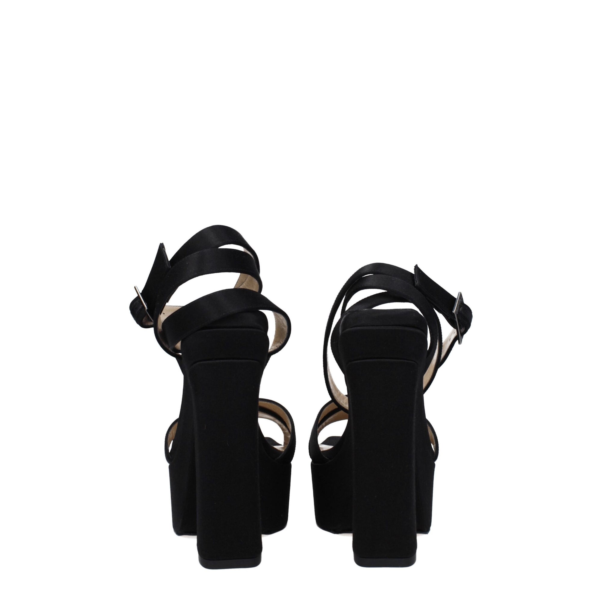 Jimmy Choo Black Satin Platform Heeled Sandals
