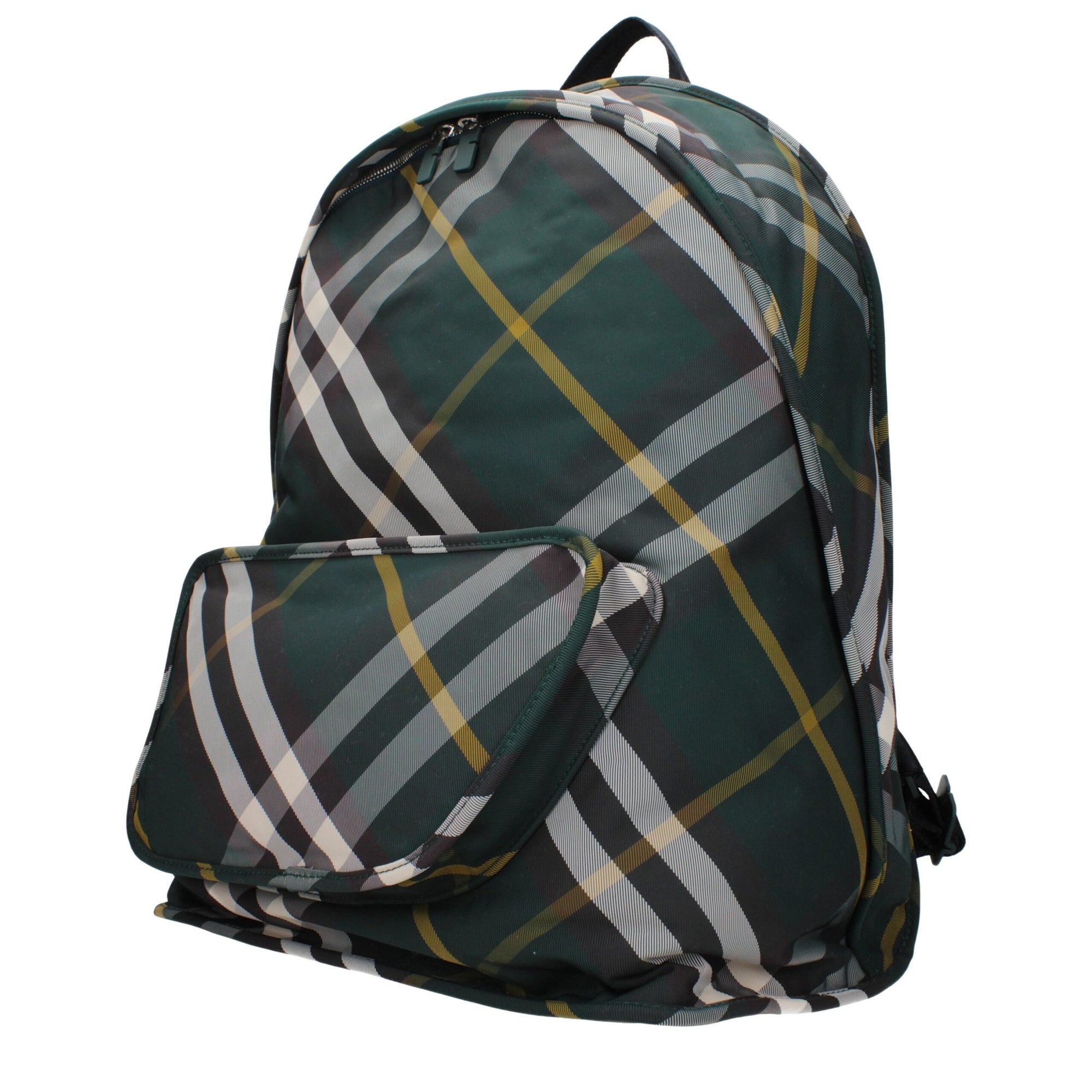 Burberry Green Checkered Fabric Backpack