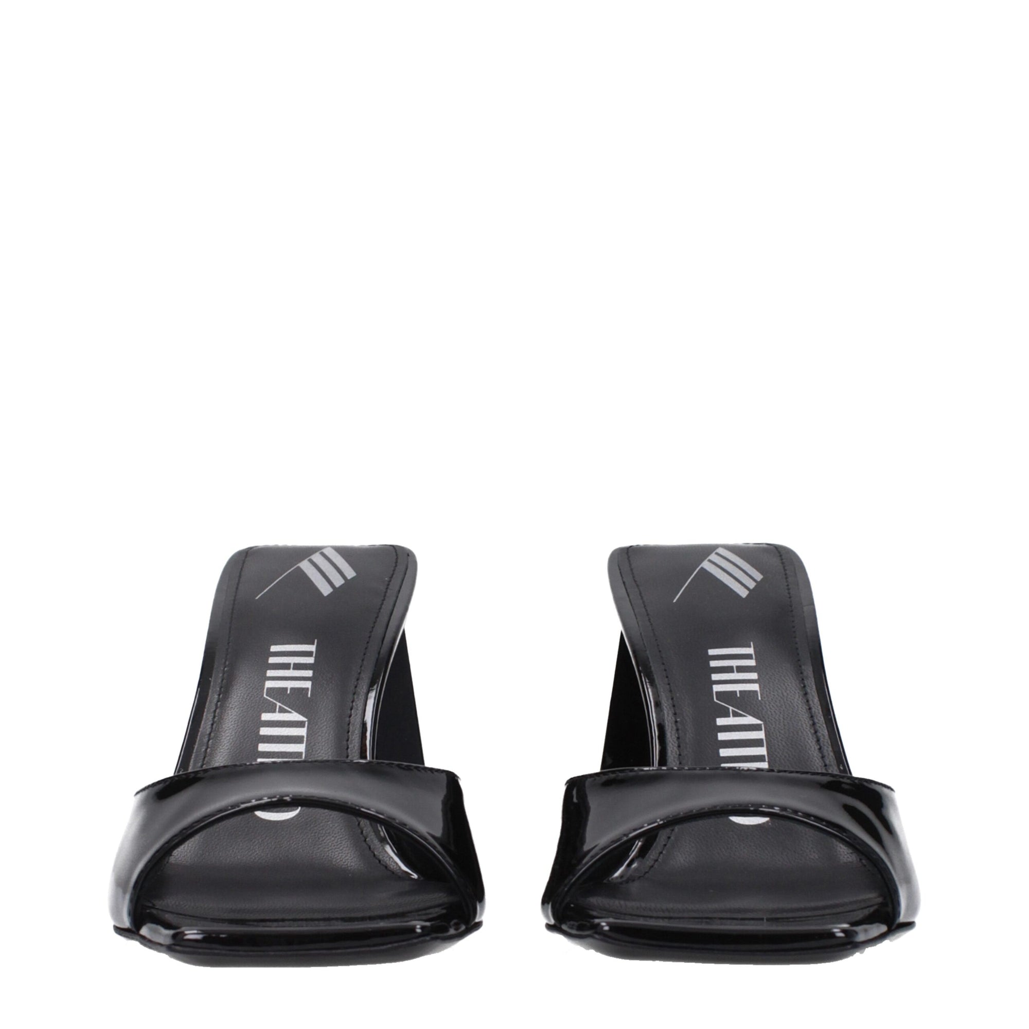 The Attico Devon Patent Leather Heeled Mule Sandals - Black