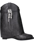 Givenchy Black Vintage Leather Wedge Ankle Boots