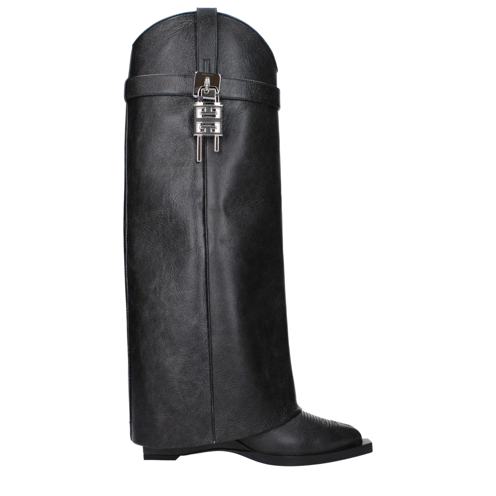 Givenchy Black Vintage Leather Wedge Knee-High Boots