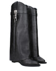 Givenchy Black Vintage Leather Wedge Knee-High Boots