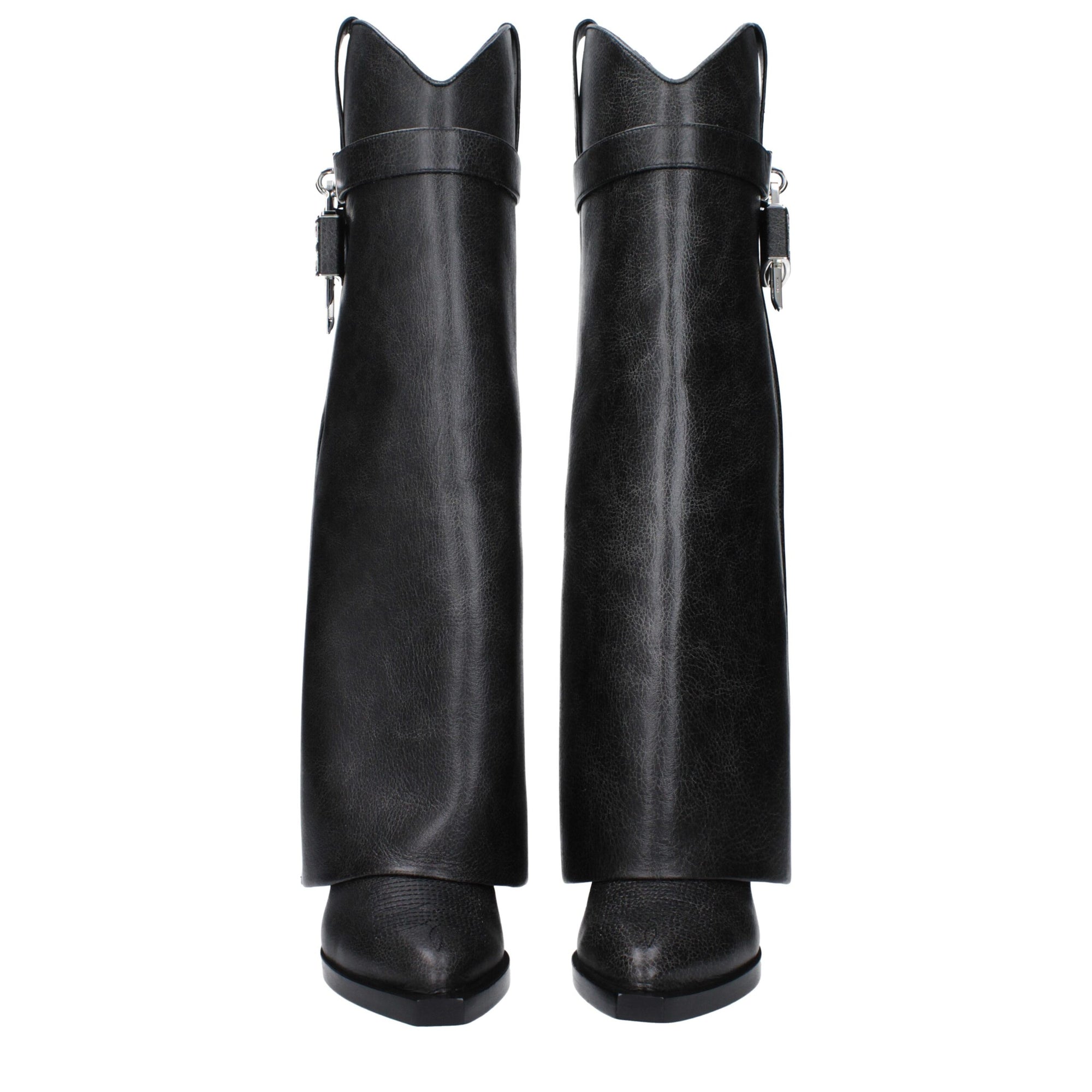 Givenchy Black Vintage Leather Wedge Knee-High Boots