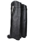 Givenchy Black Vintage Leather Wedge Knee-High Boots