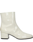 Celine Porcelain White Leather Heel Ankle Boots