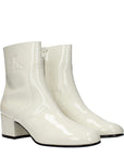 Celine Porcelain White Leather Heel Ankle Boots