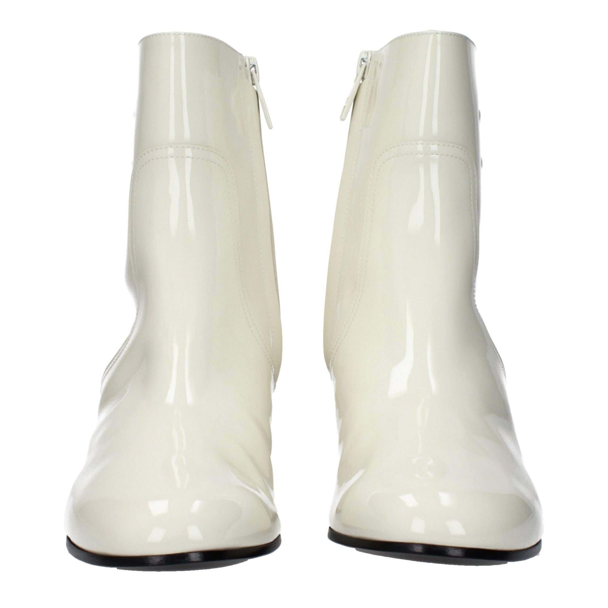 Celine Porcelain White Leather Heel Ankle Boots