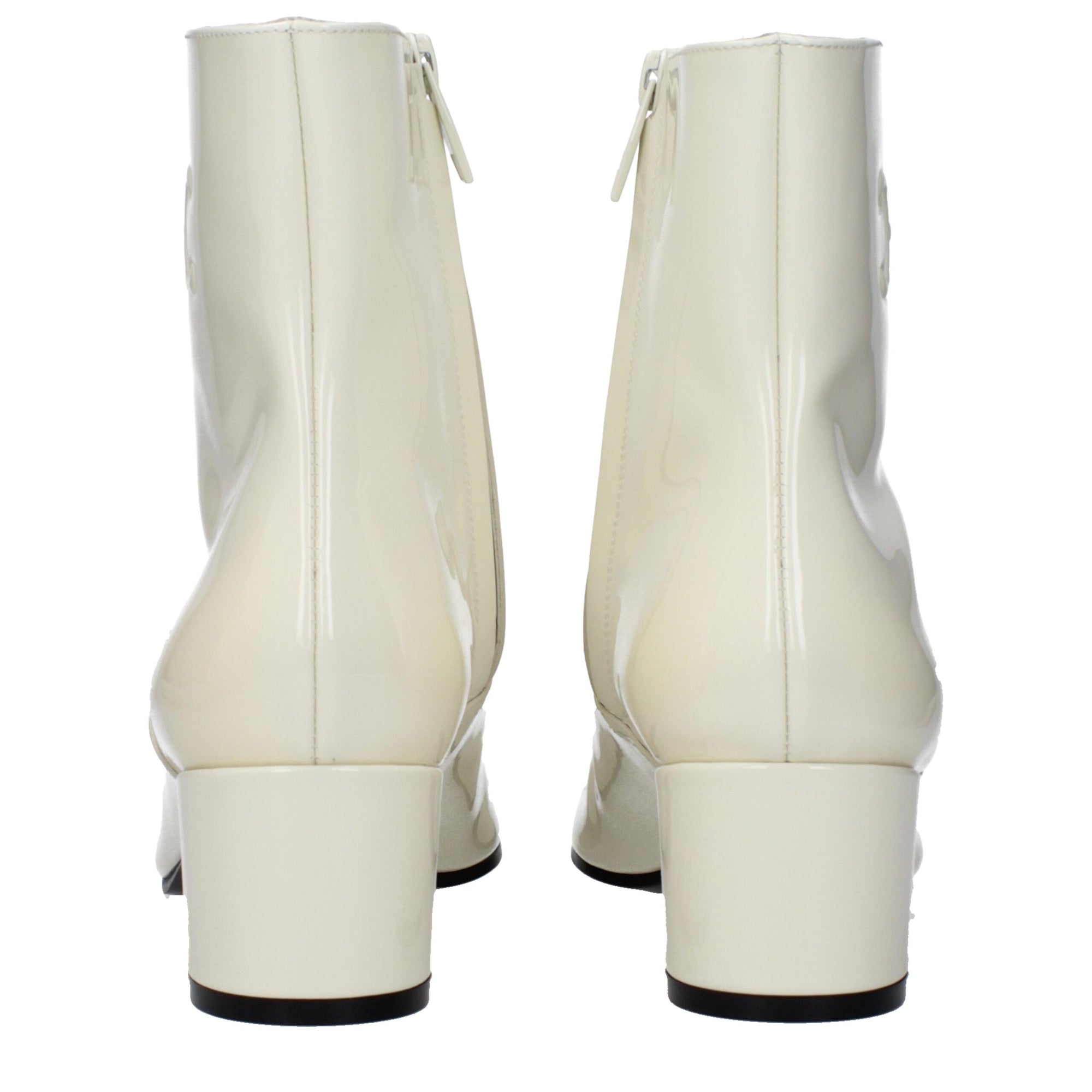 Celine Porcelain White Leather Heel Ankle Boots