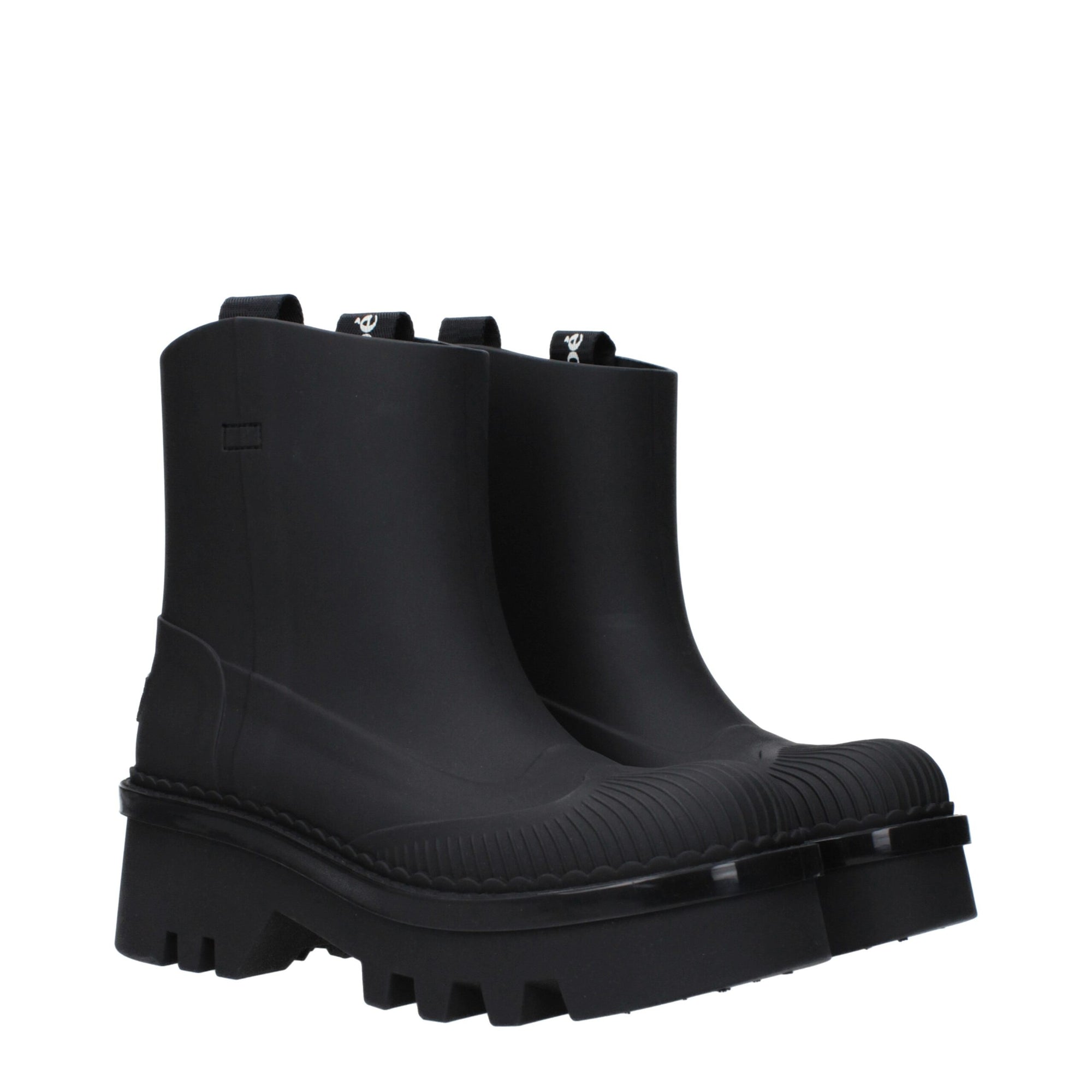 Chloé Midi Ankle Rubber Boots - Black