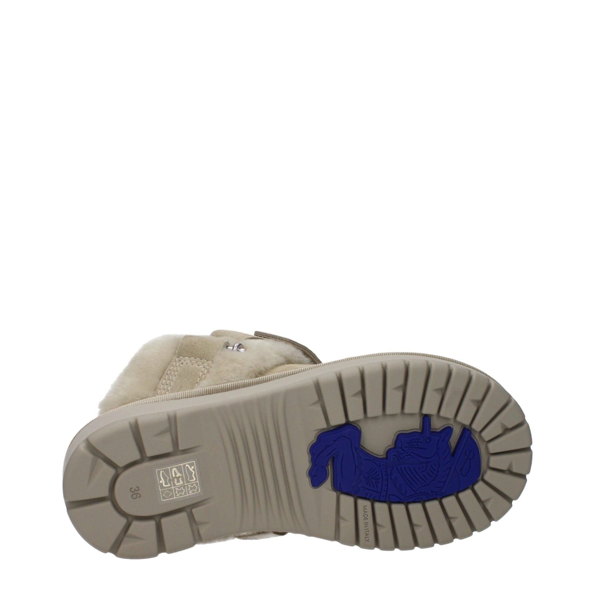 Burberry Beige Leather Plush Slippers