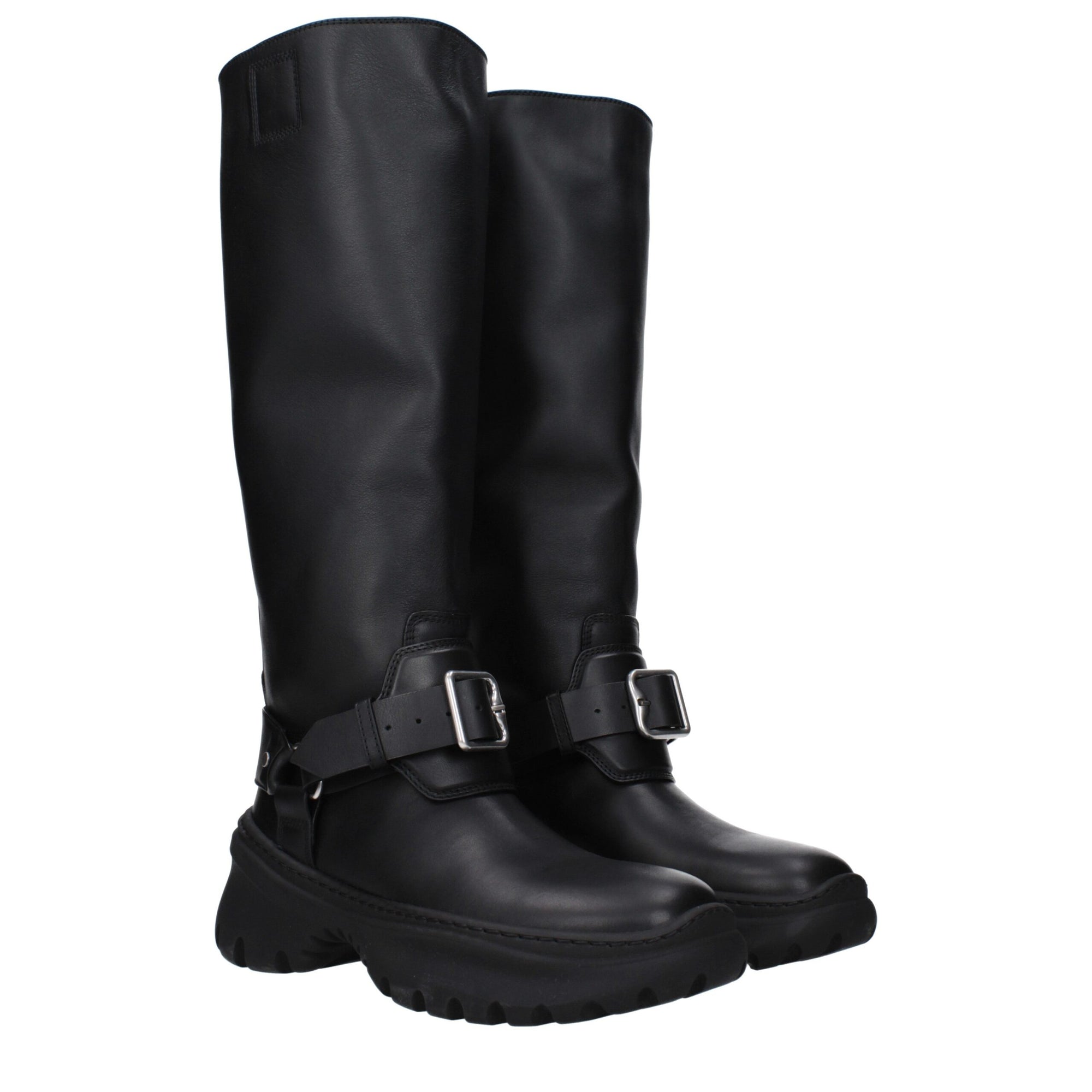 Burberry Black Leather Knee-High Boots