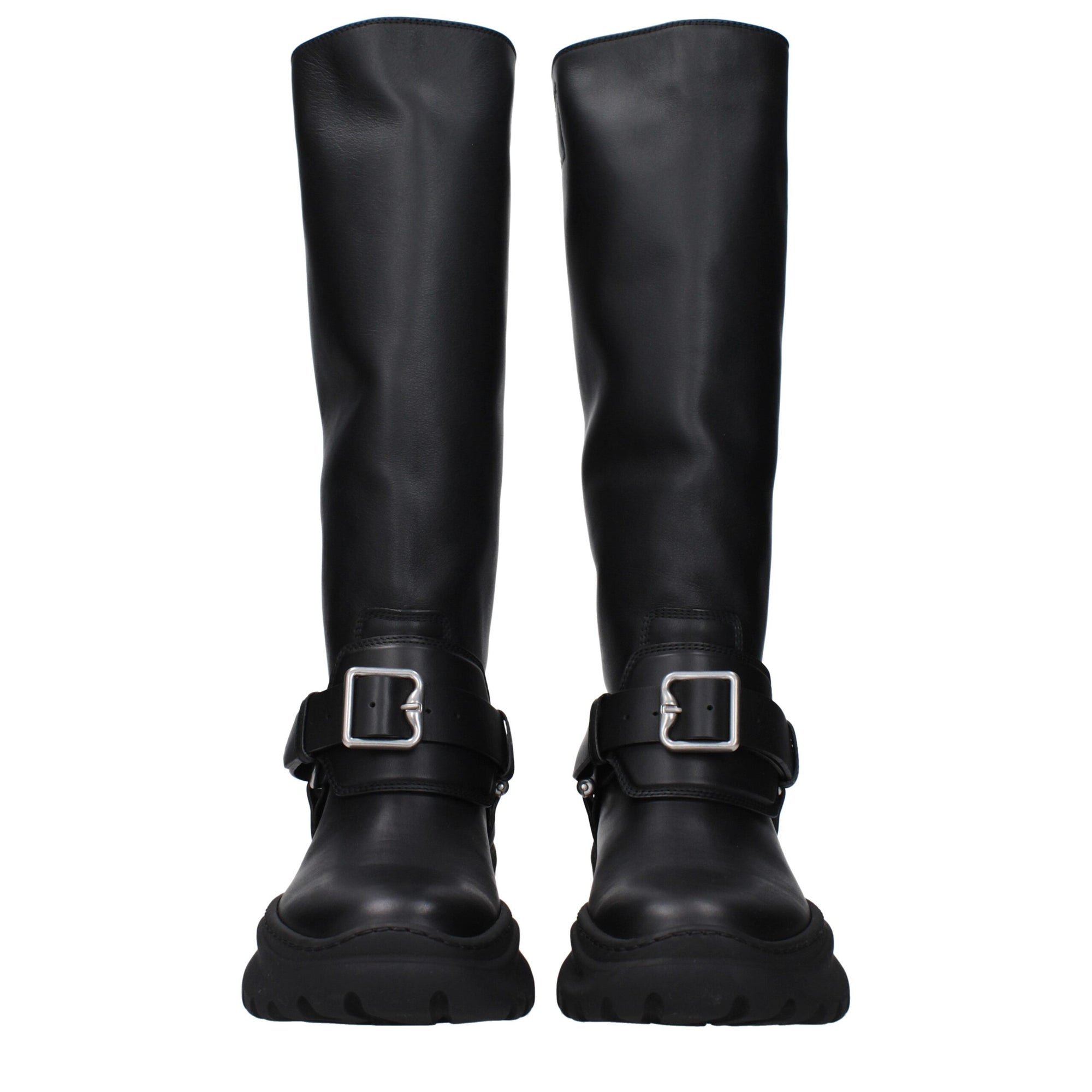 Burberry Black Leather Knee-High Boots