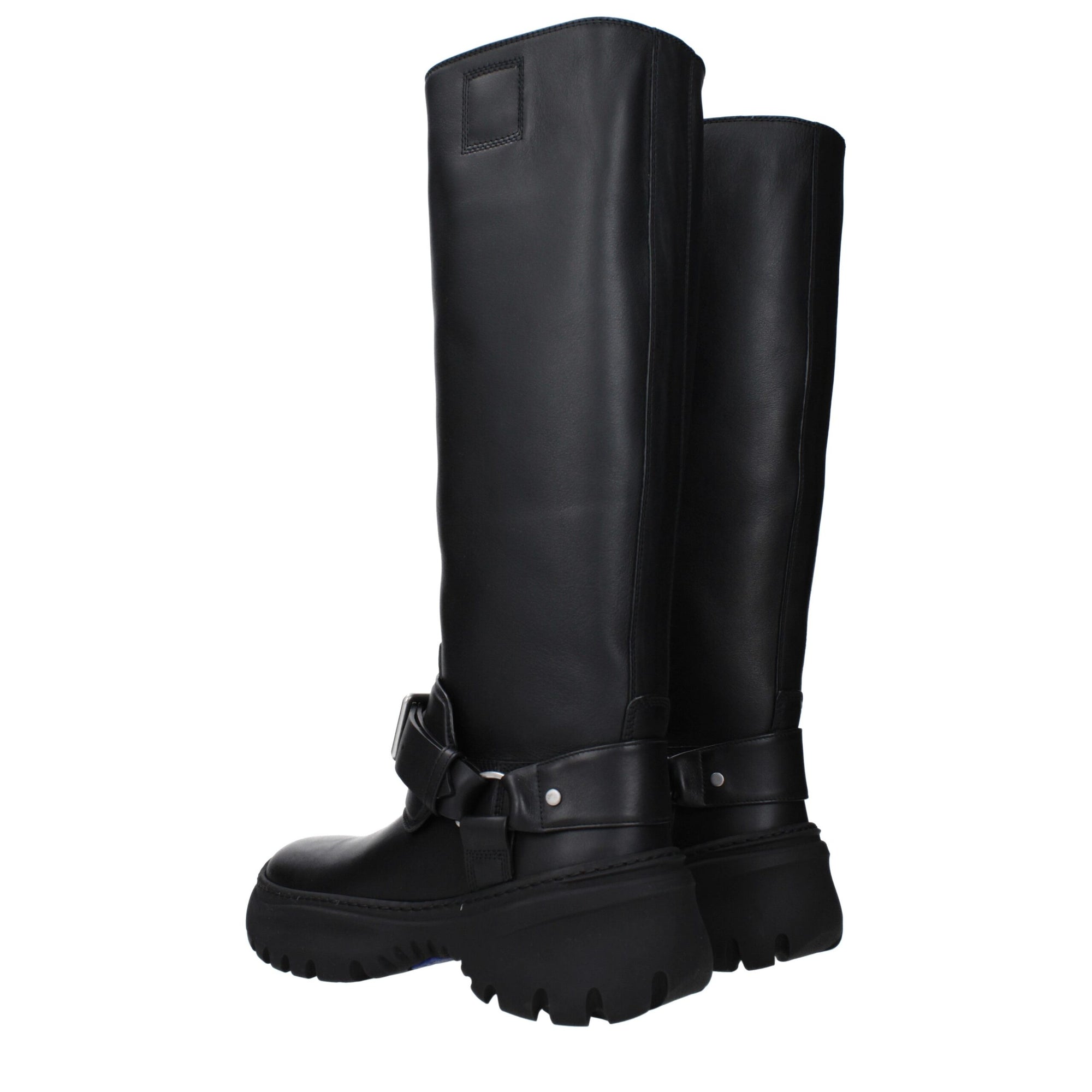 Burberry Black Leather Knee-High Boots