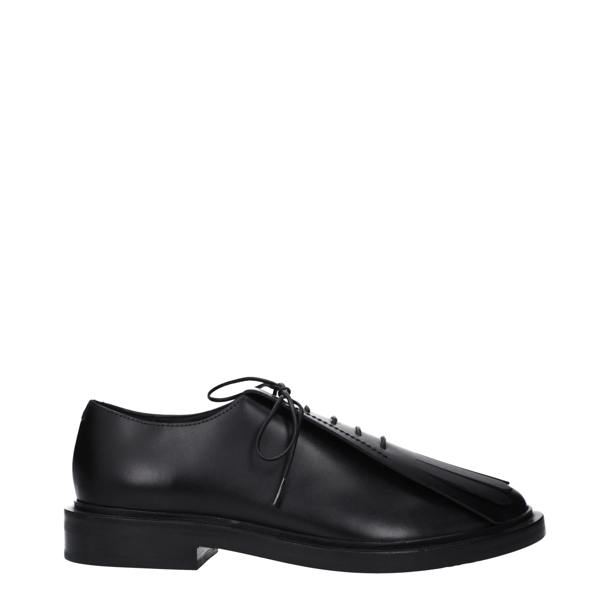 Max Mara Black Leather Lace-Up Dress Shoes