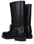 Burberry Black Leather Biker Boots