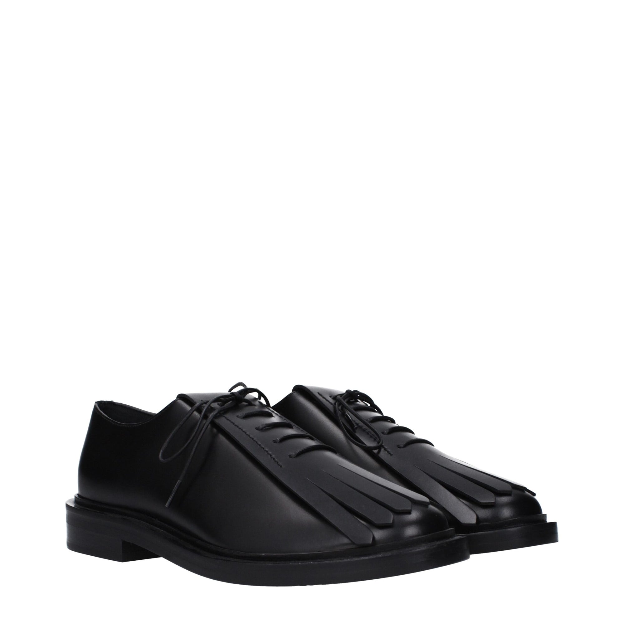 Max Mara Black Leather Lace-Up Dress Shoes