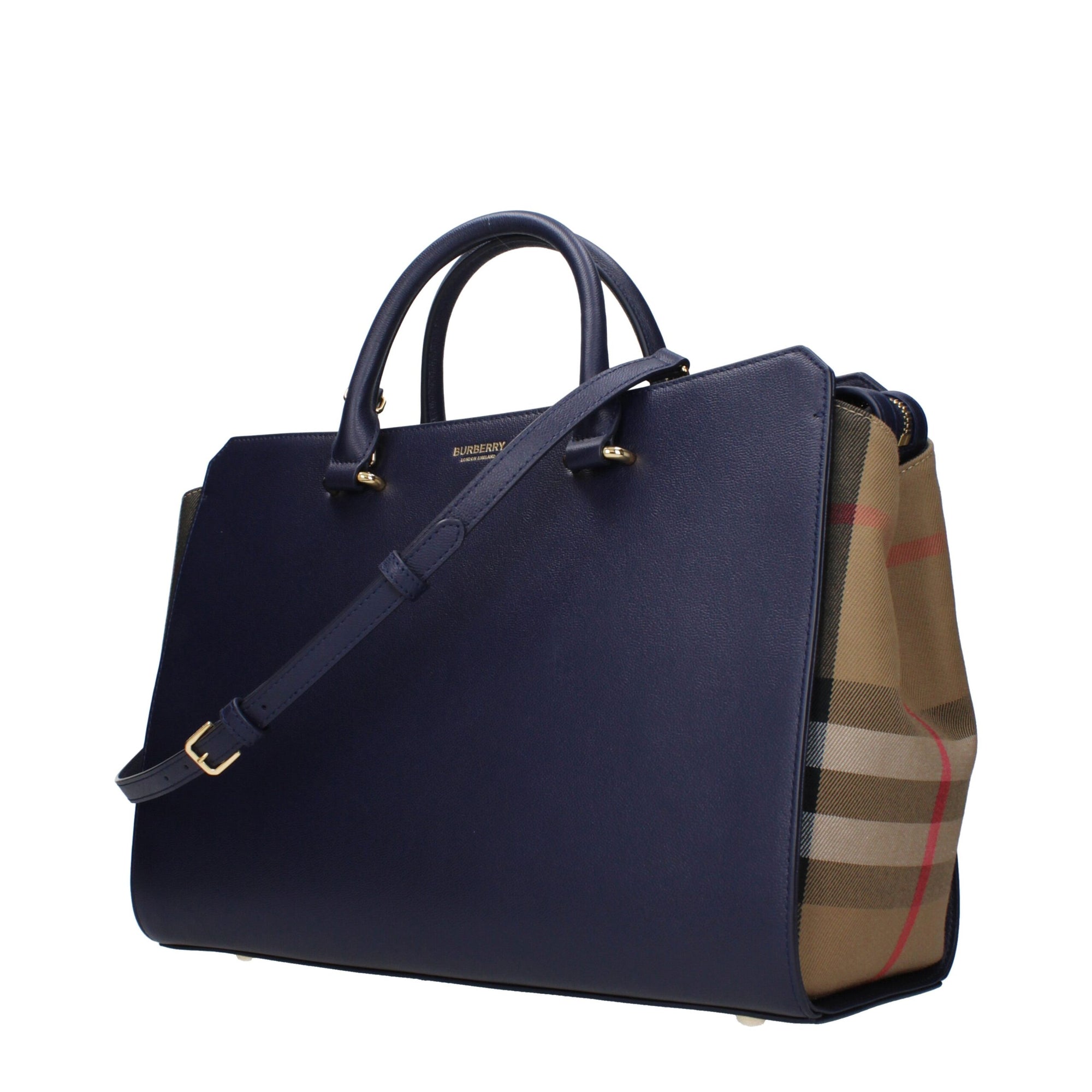 Burberry Navy Blue Top Handle Leather Bag
