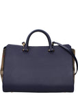 Burberry Navy Blue Top Handle Leather Bag
