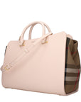 leather weekender top handle shoulder bag - pink 