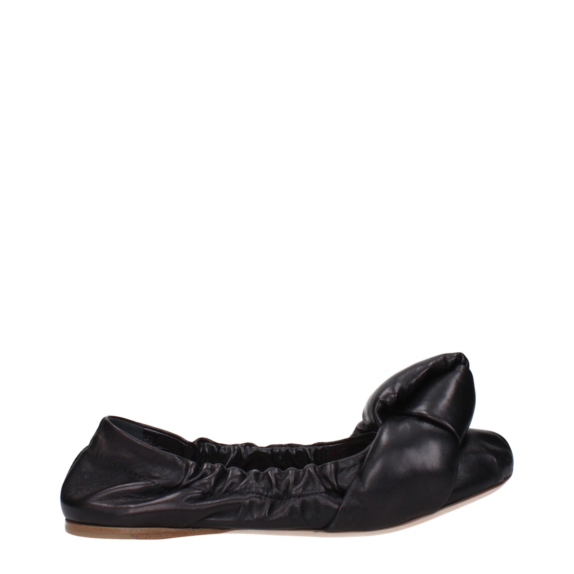 Miu Miu Black Leather Knot Ballet Flats