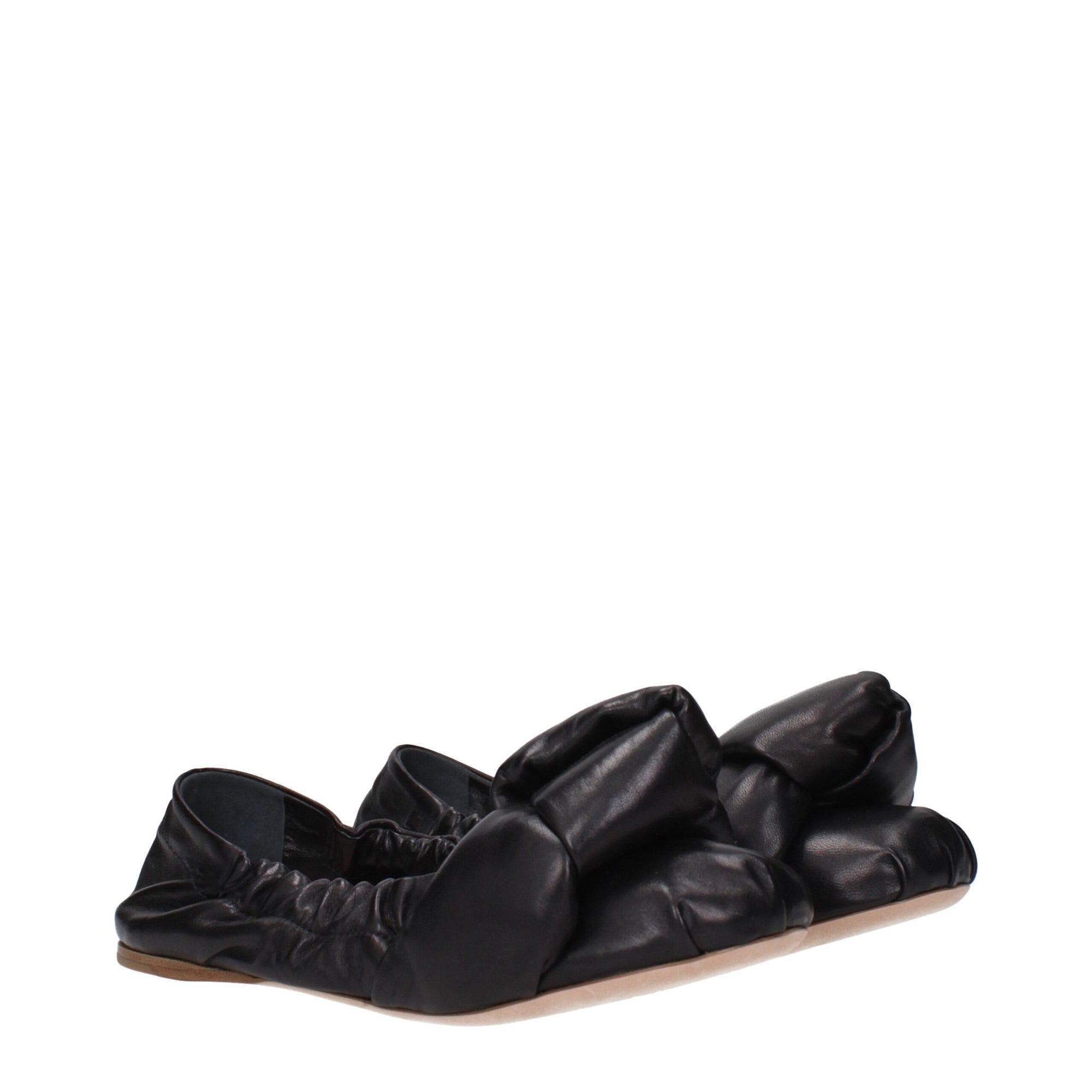 Miu Miu Black Leather Knot Ballet Flats