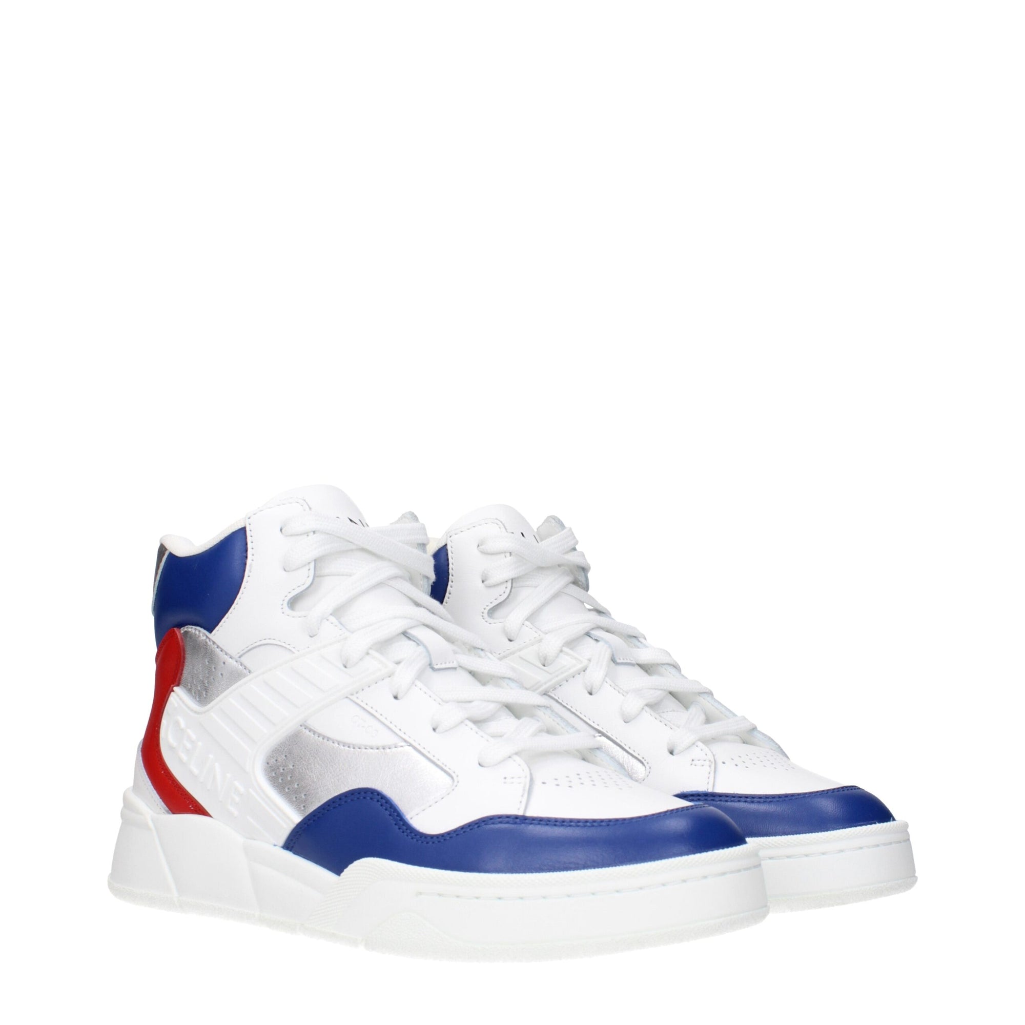 Celine White Leather High Top Sneakers