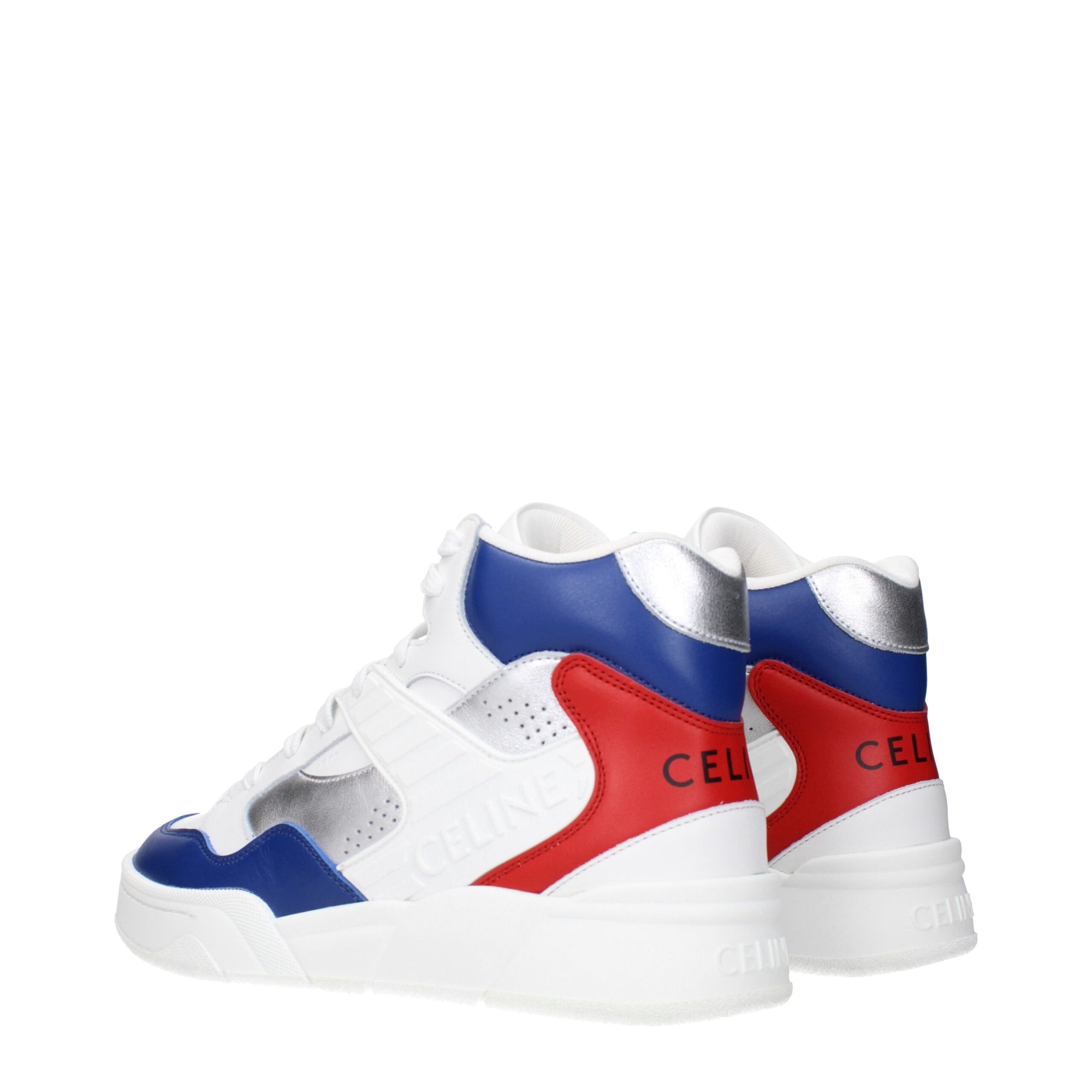 Celine White Leather High Top Sneakers