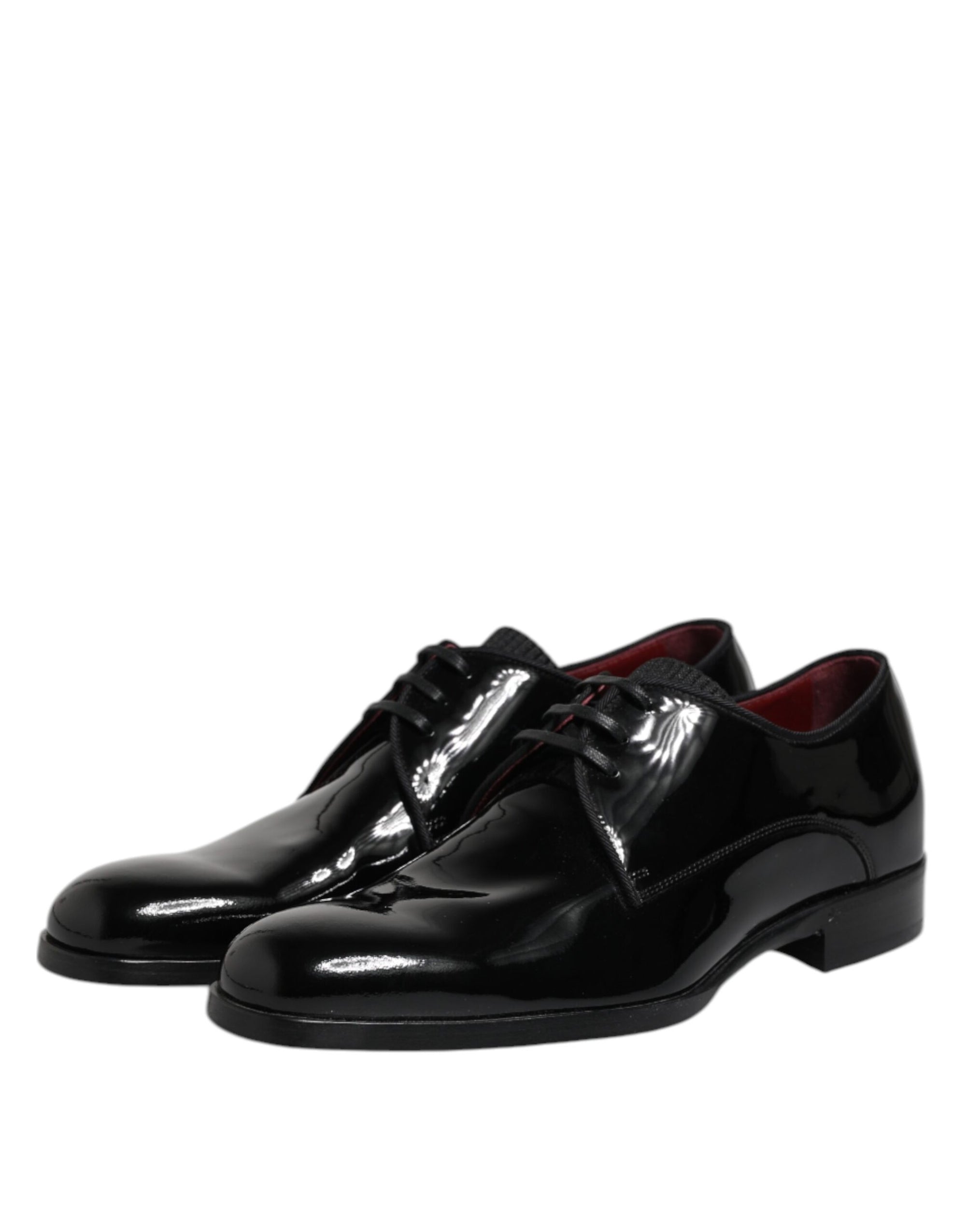 Dolce & Gabbana Black Wet-Look Leather Derby Dress Shoes