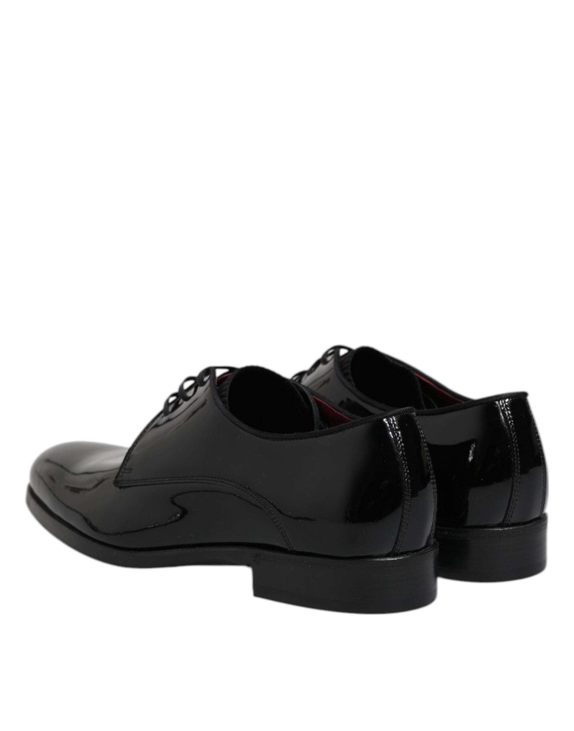 Dolce & Gabbana Black Wet-Look Leather Derby Dress Shoes