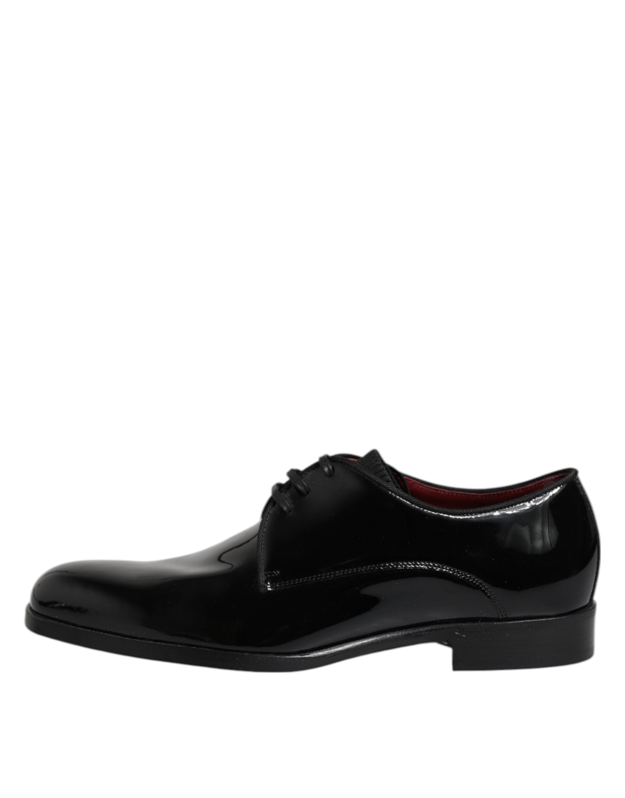 Dolce & Gabbana Black Wet-Look Leather Derby Dress Shoes