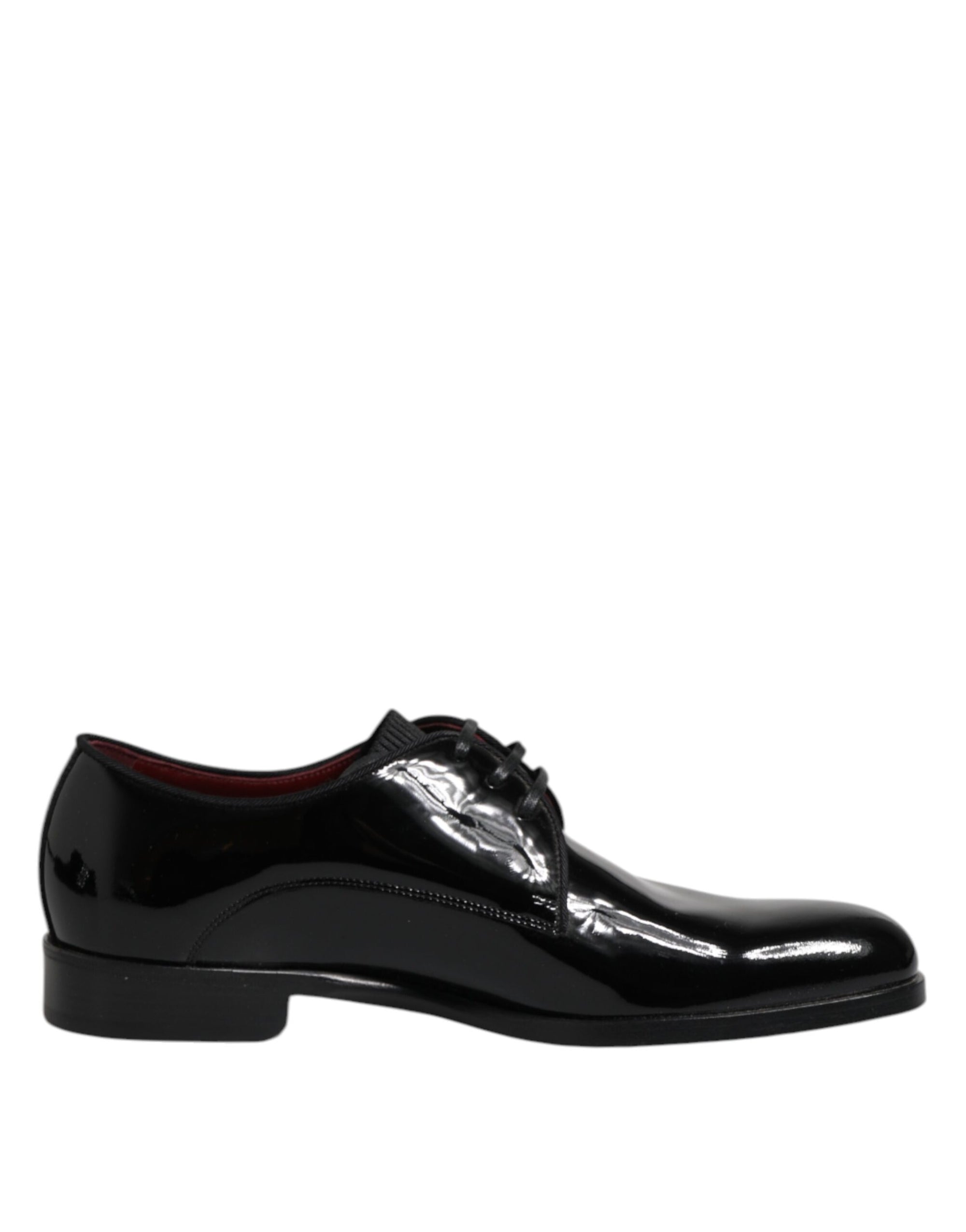 Dolce & Gabbana Black Wet-Look Leather Derby Dress Shoes