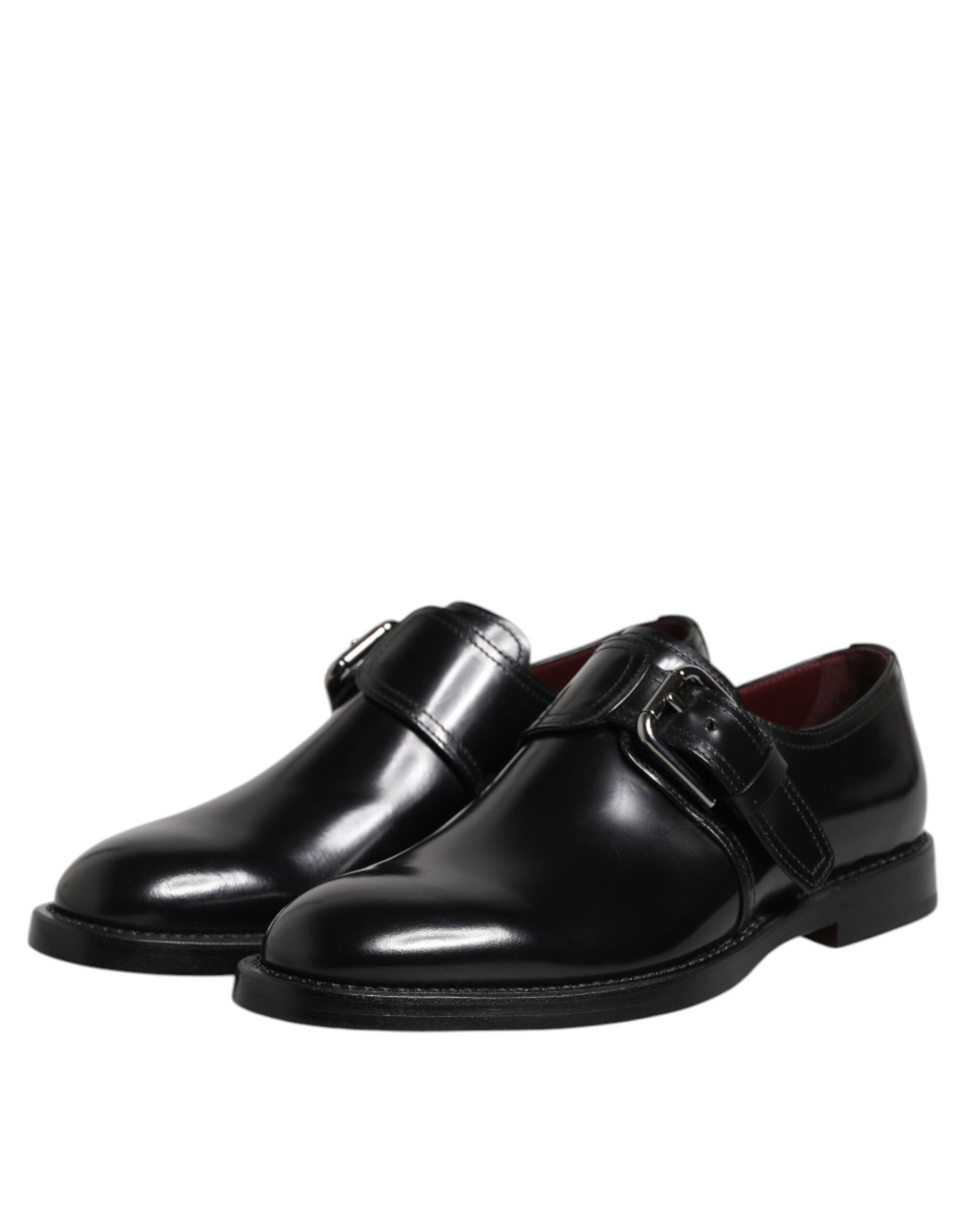 Dolce & Gabbana Black Leather Monk Strap Dress Shoes
