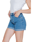 Vero Moda Logo Classic Light Wash Denim Shorts Rolled Hem