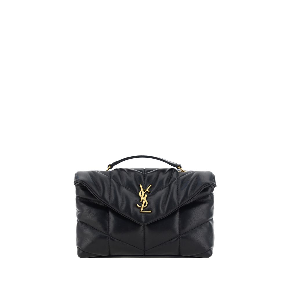 YSL black leather toy puffer top handle shoulder bag