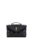 YSL black leather toy puffer top handle shoulder bag