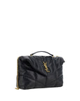 YSL black leather toy puffer top handle shoulder bag