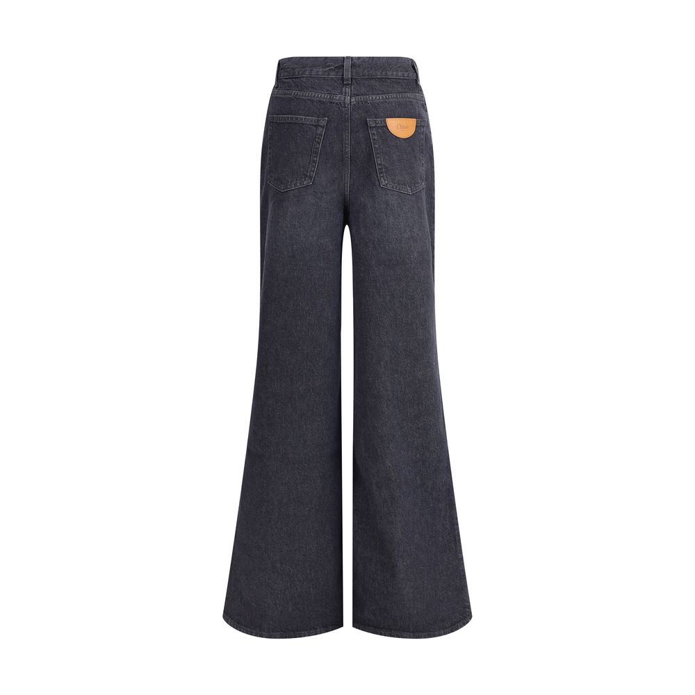 Chloé Dark Wash Wide-Leg Flared Jeans